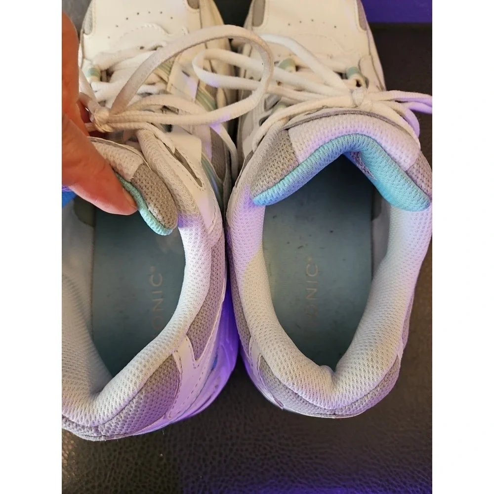 Vionic Walker Shoes Womens Size 10 Leather Athletic white/blue Ex.Condition (S25